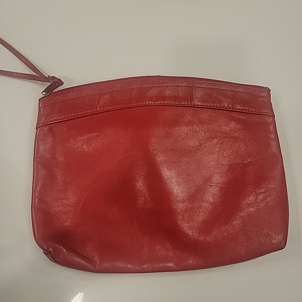 Vintage Red Leather Wristlet